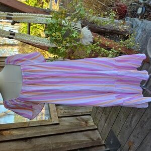 Time and Tru pastel relaxed fit muumuu style pastel vertical stripe maxi dress